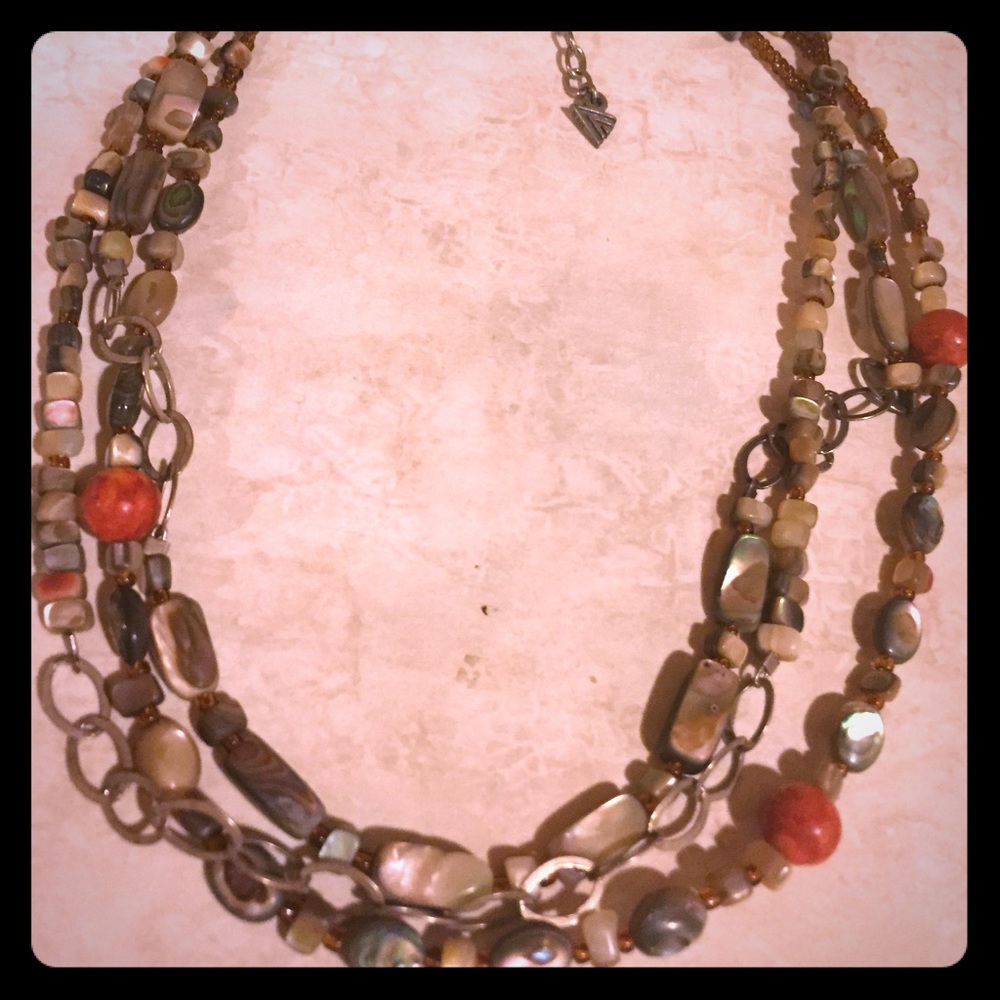 EUC SILPADA fiesta fun Necklace Coral Sponge orange Sterling Silver multi strand